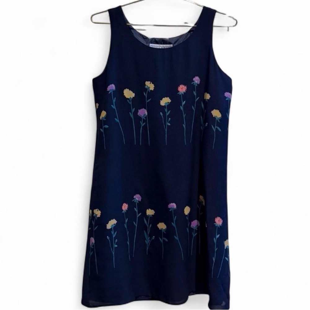 💐Jessica Howard Navy Dress with Floral Embroidery